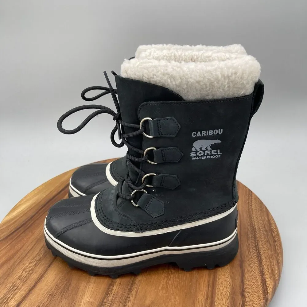 Sorel CARIBOU WP Boots Womens Size 7 Black Insulated Waterproof Snow Winter